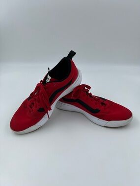 Vans Men's Red Low-Top Y2K Skateboarding Sneakers with Black Stripe 10